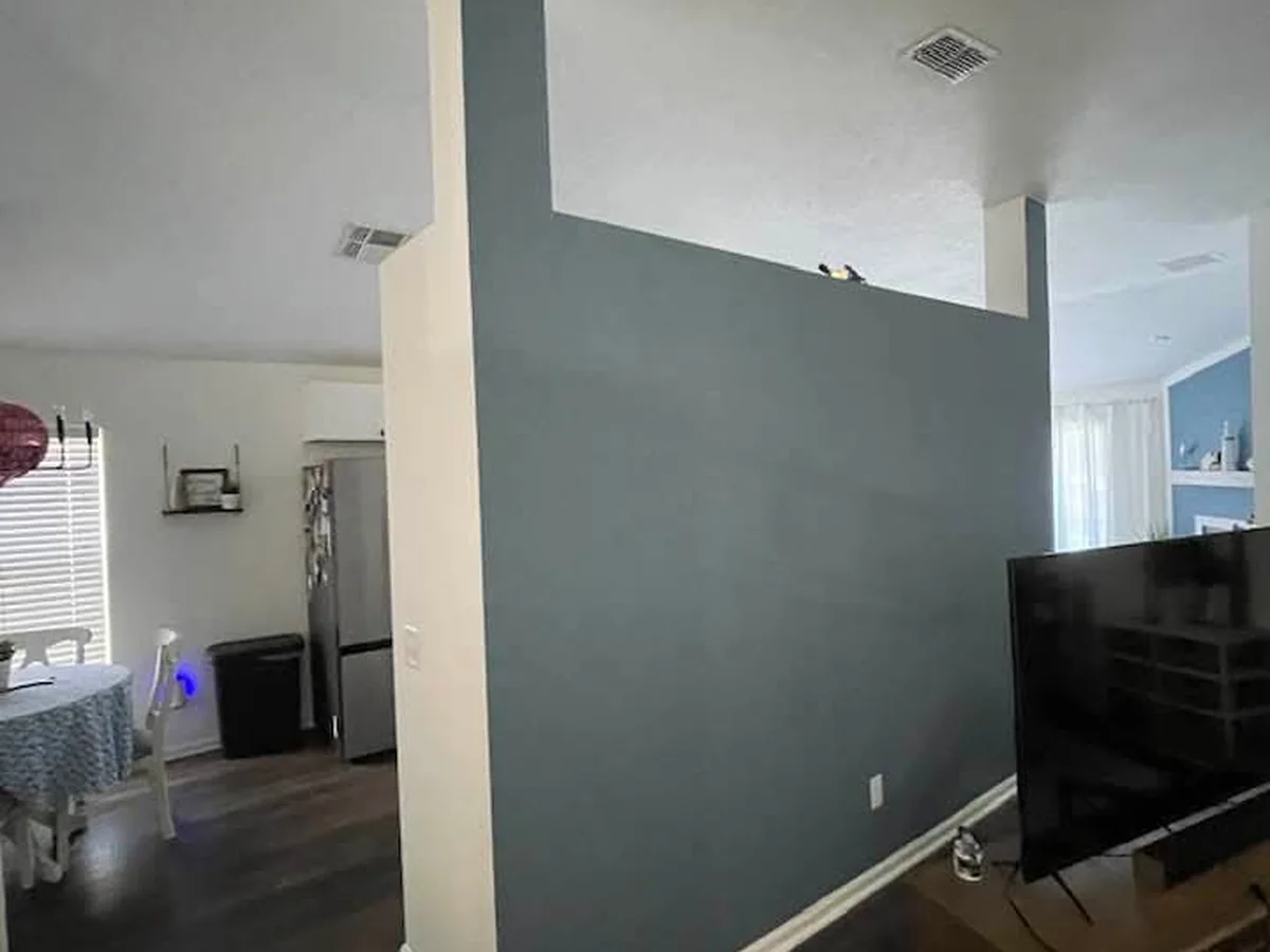 Grey accent wall painted with a clean edge